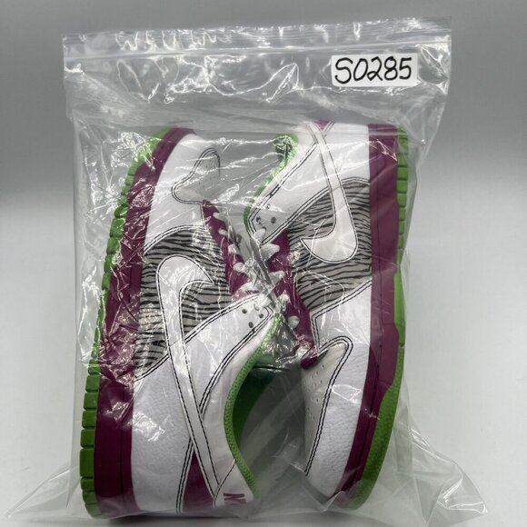 Nike Dunk Low Pro SB Womens 9 RARE Zebra White Burgundy Green Sneakers Skater - Picture 10 of 10